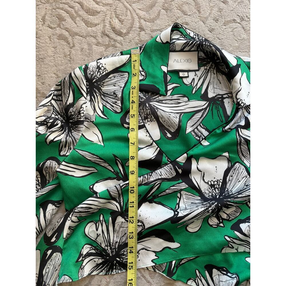 Alexis Floral Wrap Top & Midi Skirt Set Green White Print Women’s Large Resort - Picture 10 of 10
